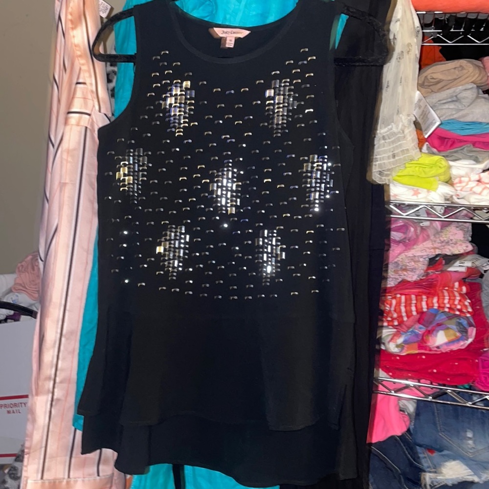 Juicy Couture black tank with silver accents sz XS